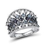 Женское золотое кольцо с бриллиантами, сапфирами и топазами, 1719235