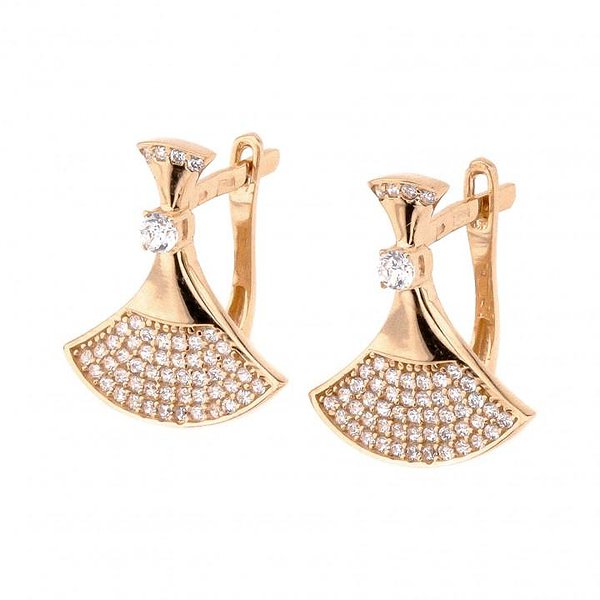 Золотые серьги с куб. циркониями