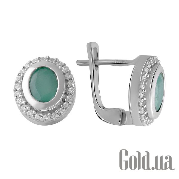 

Серьги Fresh Jewelry, Серебряные серьги с куб. циркониями и изумрудами