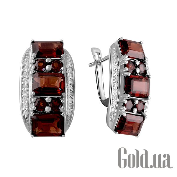 

Серьги Fresh Jewelry, Серебряные серьги с куб. циркониями и гранатами
