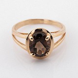 Женское золотое кольцо с дымчатым кварцем, 1766851