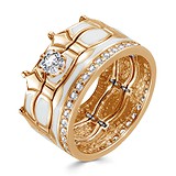 Женское золотое кольцо с куб. циркониями и эмалью, 1773763