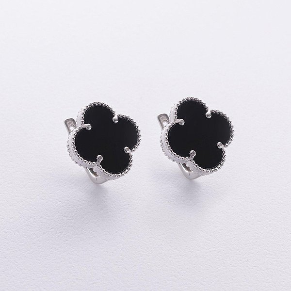 Серебряные серьги с ониксами