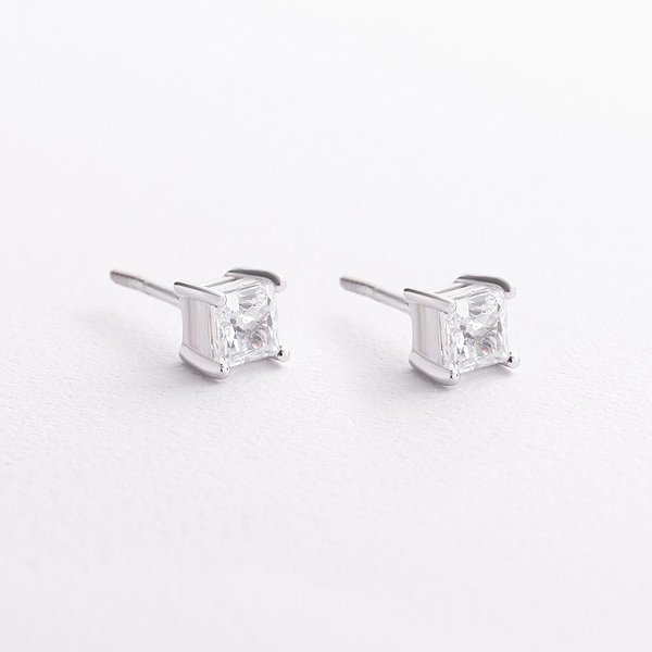 Срібні сережки з куб. цирконіями