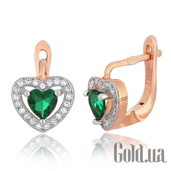 

Серьги Silvex925, Серебряные серьги с куб. циркониями в позолоте