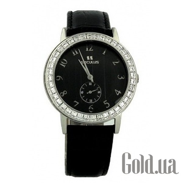 

Швейцарские часы Seculus, 1675.2.1069 black, ss cz stones, black leather