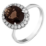 Женское серебряное кольцо с куб. циркониями и раухтопазом, 1486532