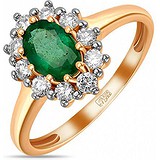 Женское золотое кольцо с бриллиантами и изумрудом, 1555140