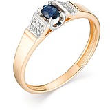Женское золотое кольцо с бриллиантами и сапфиром, 1606340