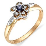 Женское золотое кольцо с бриллиантами и сапфиром, 1627332