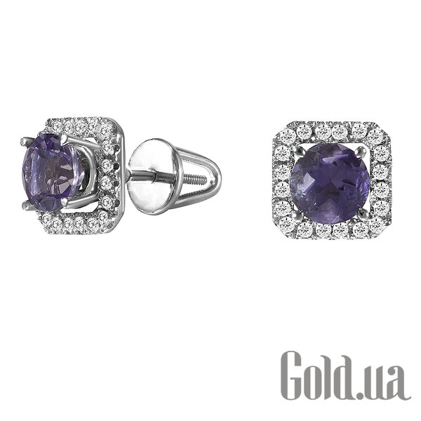 

Серьги-гвоздики Lurie Jewelry, Золотые серьги с аметистами и куб.циркониями