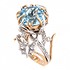 Женское золотое кольцо с топазом и куб. циркониями - фото 3