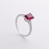 Женское серебряное кольцо с куб. циркониями и синт. рубином, 1796548