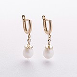 Золотые серьги с куб. циркониями и культив. жемчугом, 1797572