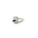 Женское серебряное кольцо с куб. циркониями и сапфиром, 1526981