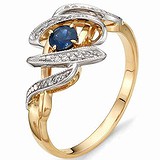 Женское золотое кольцо с бриллиантами и сапфиром, 1554885