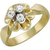 Женское золотое кольцо с куб. циркониями, 1604805