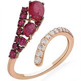 Женское золотое кольцо с бриллиантами и рубинами, 1667525
