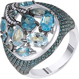 Женское золотое кольцо с бриллиантами и топазами, 1673413
