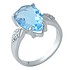 Женское серебряное кольцо с синт. аквамарином и куб. циркониями - фото 1
