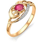 Женское золотое кольцо с рубином и бриллиантами, 1701061