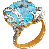 Женское золотое кольцо с топазом и куб. циркониями, 1701317