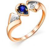 Женское золотое кольцо с сапфиром и бриллиантами, 1704645