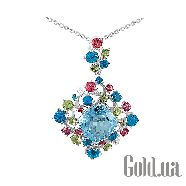 

Женский кулон Lurie Jewelry, Золотой кулон с цепочкой с бриллиантами и драгоценными камнями