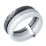 Женское серебряное кольцо с куб. циркониями и керамикой, 1738437