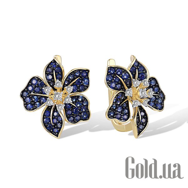 

Серьги Lurie Jewelry, Золотые серьги с синт. сапфирами и топазами