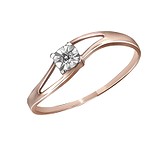 Золотое кольцо с бриллиантом, 019397