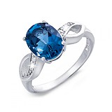 Женское серебряное кольцо с топазом и куб. циркониями, 142278