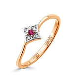 Женское золотое кольцо с бриллиантами и рубином, 1513670