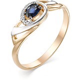 Женское золотое кольцо с бриллиантами и сапфиром, 1553606