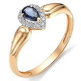 Женское золотое кольцо с бриллиантами и сапфиром, 1555910