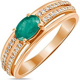 Женское золотое кольцо с бриллиантами и изумрудом, 1603270