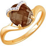 Женское золотое кольцо с куб. циркониями и раухтопазом, 1617094