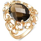 Женское золотое кольцо с куб. циркониями и раухтопазом, 1635526