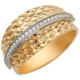Женское серебряное кольцо с куб. циркониями в позолоте, 1638342