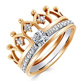 Женское золотое кольцо с куб. циркониями, 1772742