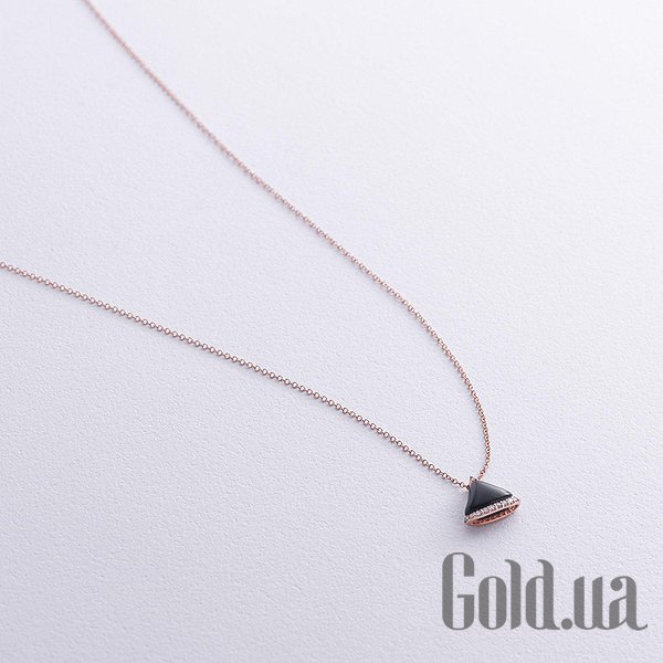 

Женский кулон Украина, Золотой кулон с цепочкой с бриллиантами и ониксом, 40