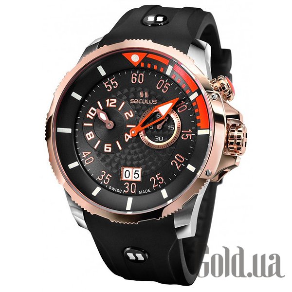 

Швейцарские часы Seculus, Phantomas black-orange, ss-r, black silicon 4505.3.422