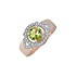 Женское золотое кольцо с хризолитом и куб. циркониями - фото 1