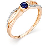 Женское золотое кольцо с бриллиантами и сапфиром, 1606343
