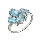 Женское серебряное кольцо с куб. циркониями и топазами, 1616839
