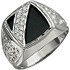 Мужское серебряное кольцо с ониксами и куб. циркониями - фото 1