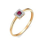 Женское золотое кольцо с бриллиантами и рубином, 1624775