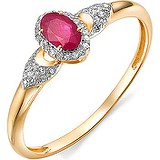 Женское золотое кольцо с бриллиантами и рубином, 1633479