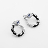 Серебряные серьги с куб. циркониями и эмалью, 1796807