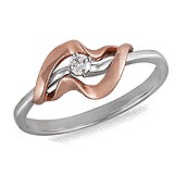 Женское золотое кольцо с бриллиантом, 006087